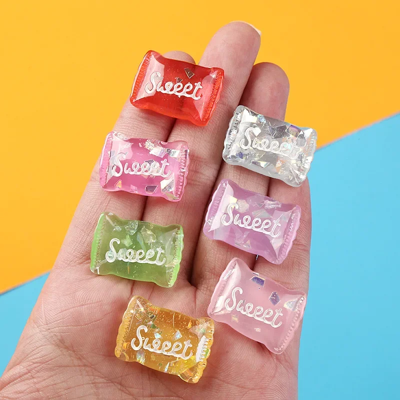 10pcs 3D Transparents Resin Mini Kawaii Candy Scrapbooking Material Miniature Accessories Dollhouse Supplies Cabochon Flatback