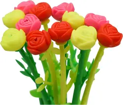 36 Pcs Flower Pens Rose Pens Beautiful Floral Silicone Flower Top Black for Girls Teacher Home Office School Desk Decorations