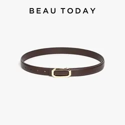 BEAUTODAY Casual Belts Women Genuine Cow Leather Metal Square Buckle Luxury Waistband Female Accessories Handmade 91112