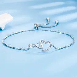 Pulseras de plata de ley 925 con circonita en forma de corazón para mujer, accesorios de joyería de diseñador de lujo, Hifts de vacaciones