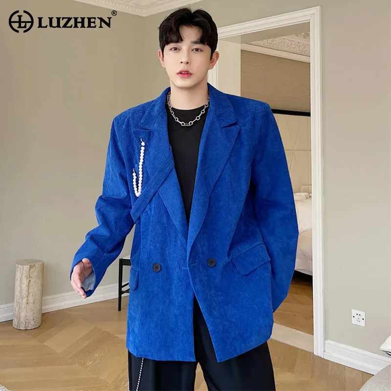 LUZHEN Original Design Corduroy Suit Coat Men 2024 New Fashion Street Elegant Casual Blazer Jacket Korean Trendy Clothes LZ6899