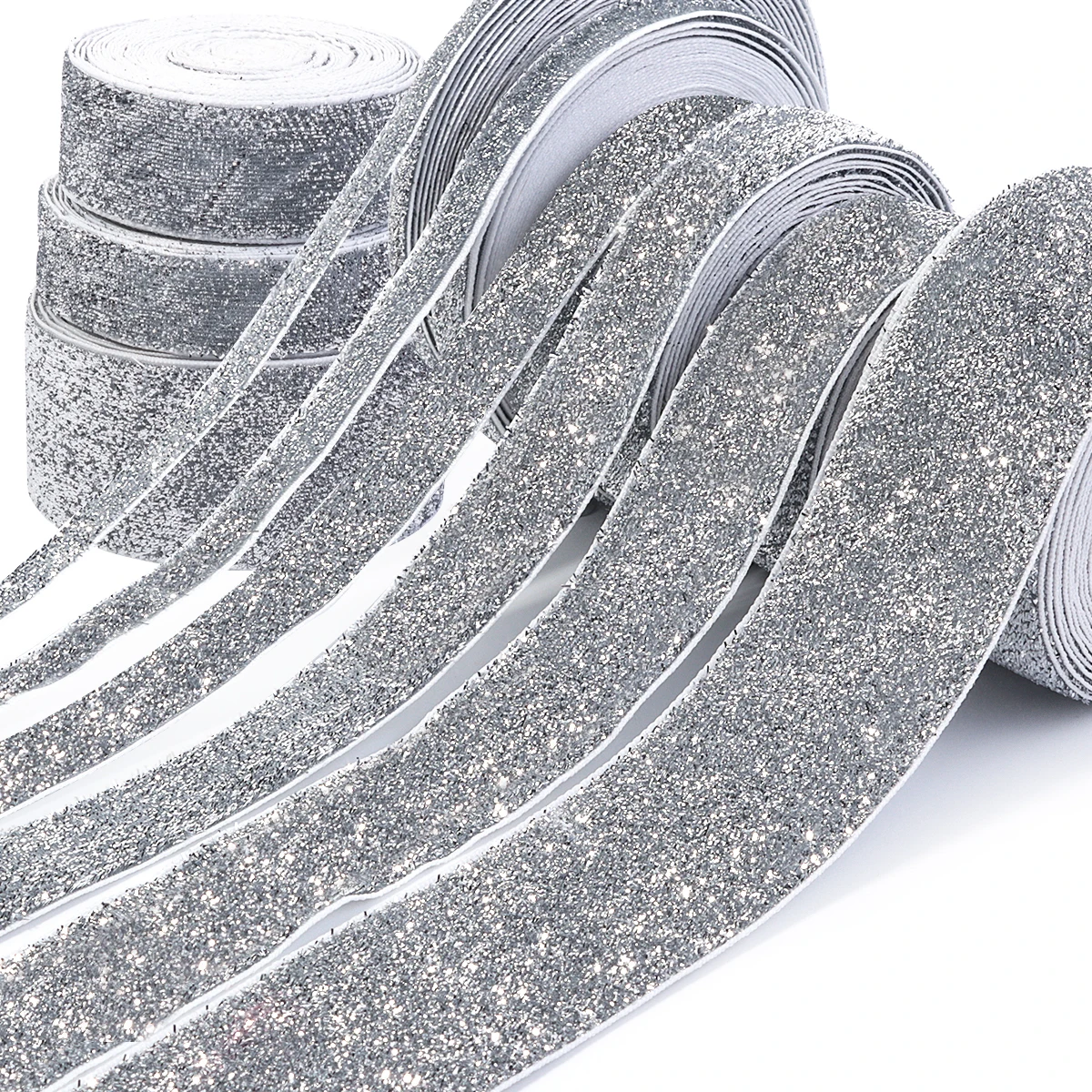 7–38 mm silbernes Glitzer-Samtband, Weihnachtsband für handgefertigte Geschenkstraußverpackung, Zubehör für Zuhause, Party-Dekorationen