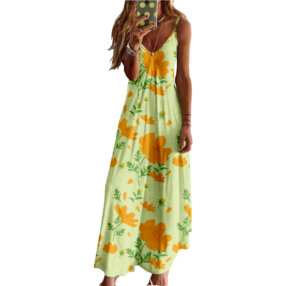 Zomerjurk Bloemenavondjurken V-Hals Maxi-Jurk Casual Stijlvol Feest Luxe Vestido Meisje Strandjurken Elegant Gewaad