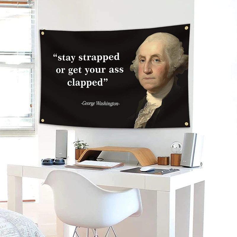 VIKAMA George Washington Fun Quotes Tapestry, Vintage President Portrait Wall Hanging, Patriotic Aesthetic Decor for Bar Home