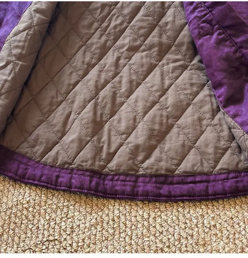 2025 Inverno Nuovo Artistico Allentato Plus-Size Giacca da donna in cotone tinta unita dimagrante con bottoni cinesi Top per ragazze paffute