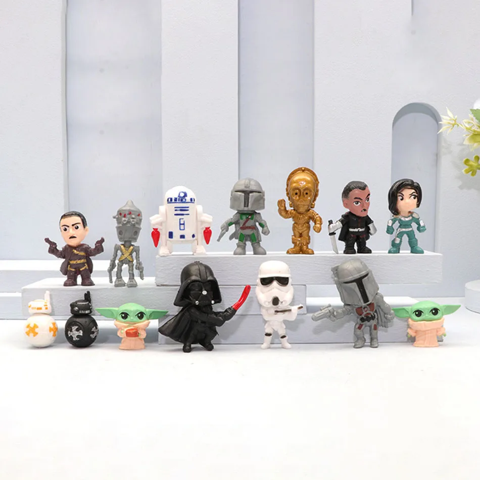 14 pezzi/set Star Wars Mandalorian Cute 4cm Figure Toys