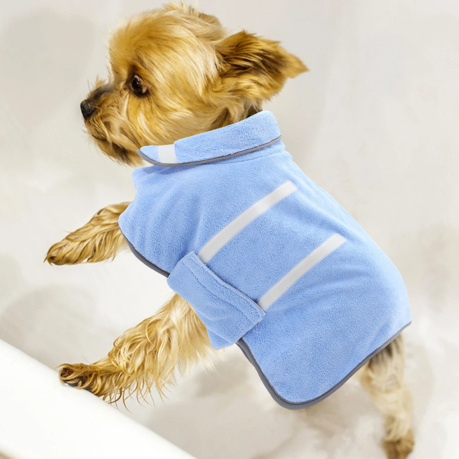 

Absorbent Bath Towel Robe for Dogs Quick Drying Soft Coral Fleece Pet Bathing Blue M Size Powerful Water Removal Dog Bathrobe