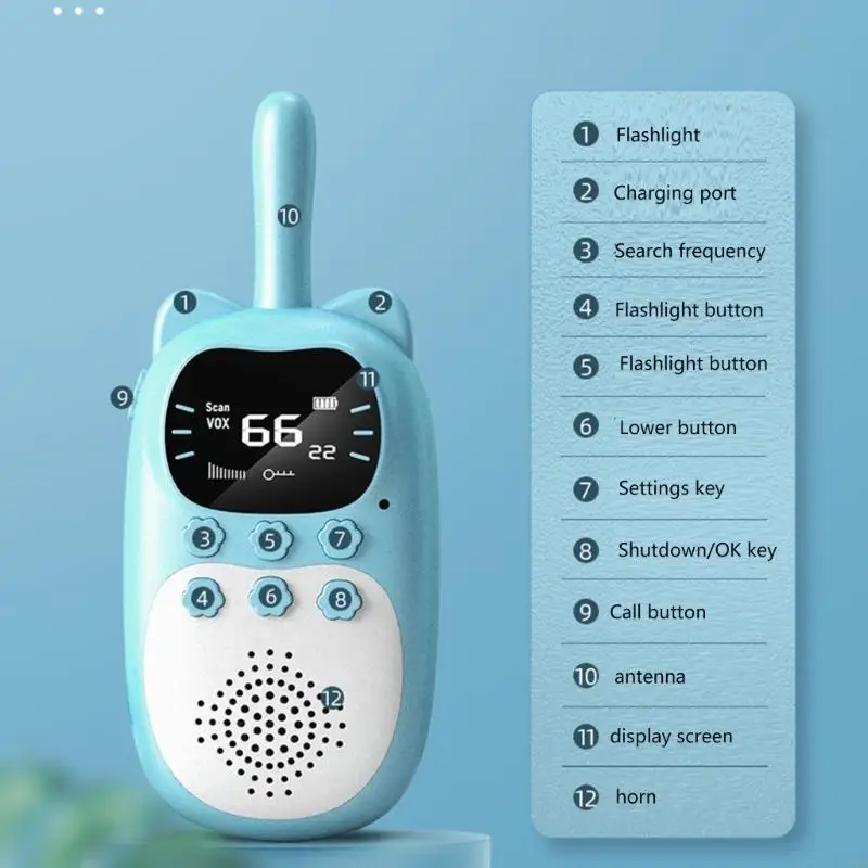 J2HD Brinquedo intercomunicação eletrônico infantil recarregável Walkie Talkie brinquedo presente aniversário 2 peças