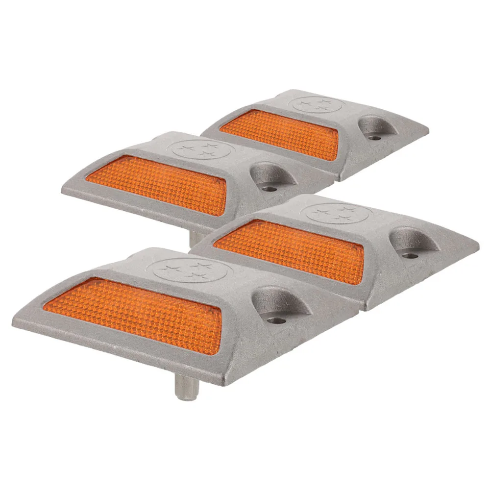 4Pcs Reflective Road Markers Cast Aluminum Raised Reflective Studs Nighttime Safety Pavement Highway Traffic Reflectors