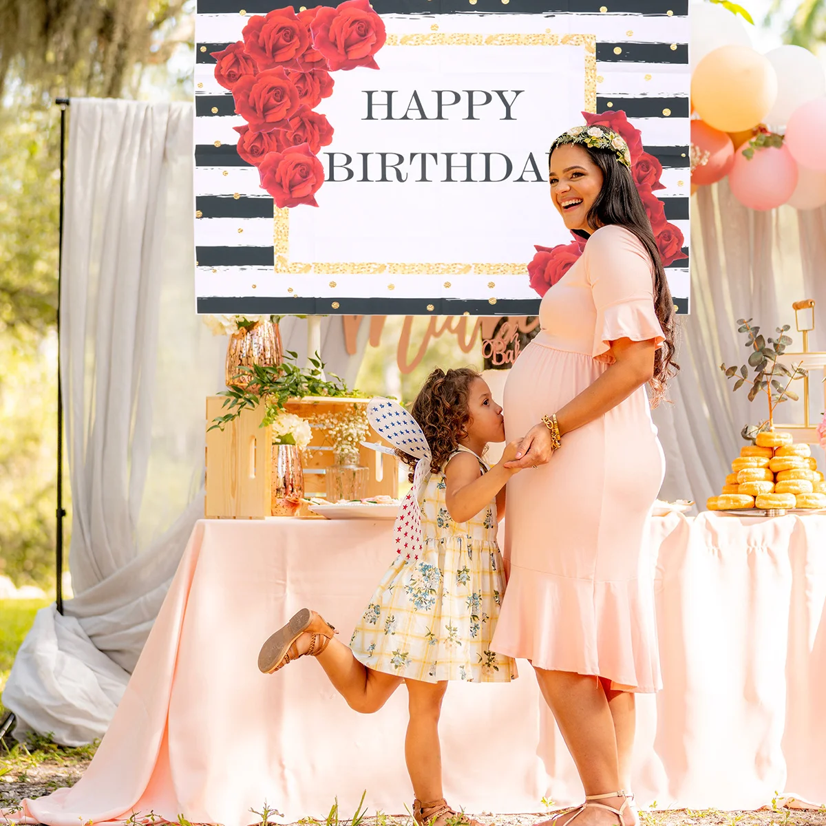 

1Pcs Birthday Photography Backdrop Cloth Red Rose Print Lightweight Durable Photo Background Decor for Store Work Room