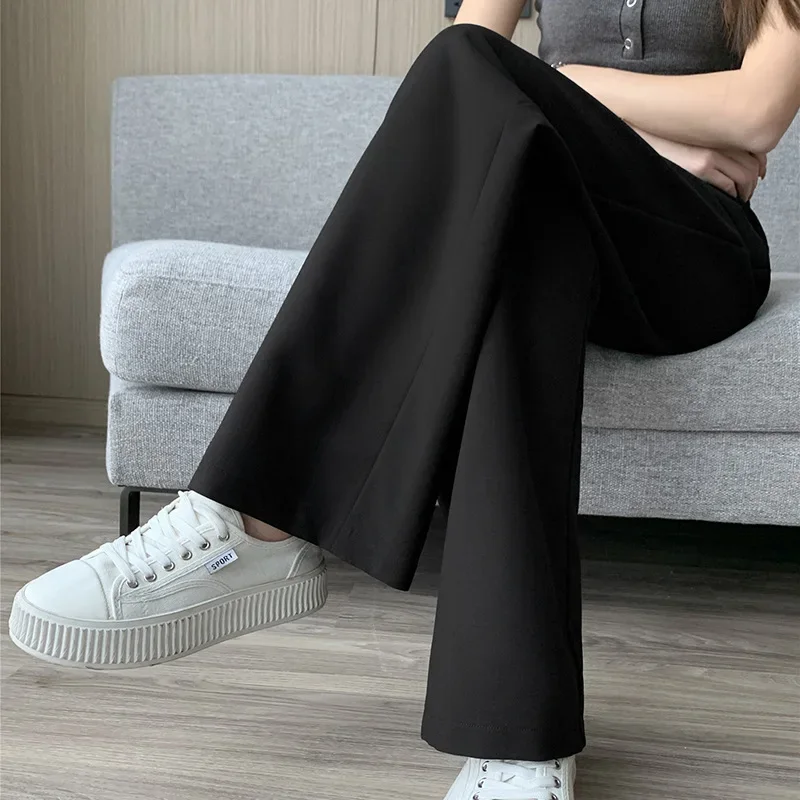 2023 Spring and Autumn New Women's Fashionable and Casual Korean Hanging Design with Straight Leg Wide Legged Pants