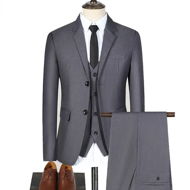 Trajes de hombre de alta calidad, chaqueta elegante de 3 piezas, 2 conjuntos, chaleco de negocios de boda de lujo, pantalones, abrigos, chaquetas