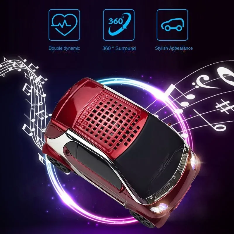 Speaker Bluetooth Mini Portabel Kotak Suara Model Mobil Nirkabel dengan Kualitas Suara HD dan Bass Kuat