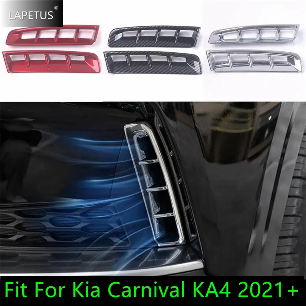 

Auto Accessories Front Bumper Grille Fog Lights Lamps Eyebrow Decoraion Cover Trim For Kia Carnival KA4 2021 - 2024 Chrome / Red