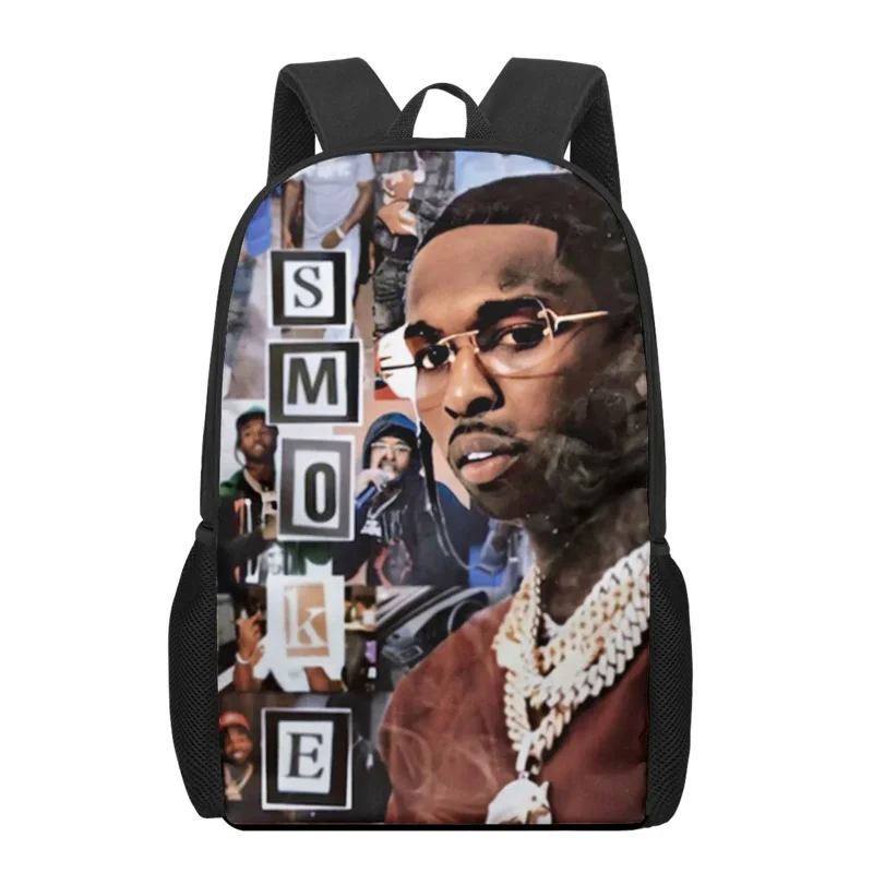 Pop Smoke Rapper Print Kids School Bags 3D Book Bag Men Women Casual Backpack Teenager Shoulder Backpack Travel Daily Rucksack