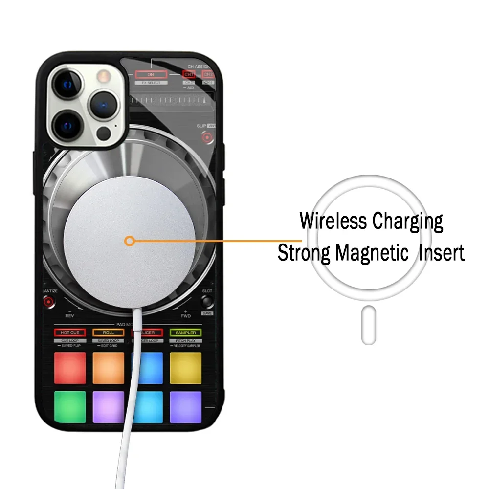 DDJ DJ Controller Turntables Music Phone Case For IPhone 11 12 13 14 15 Plus Pro Max Mirror For Magsafe Wireless Charging