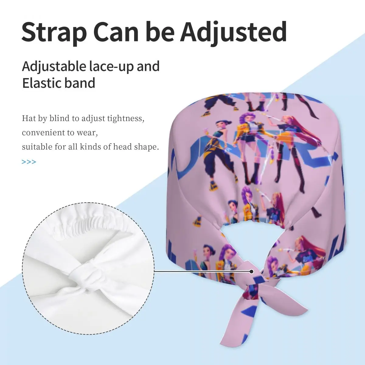 スクラブキャップ KPop デーモンハンター 看護帽子 女性と男性用 Huntrix カジュアル医療キャップ 調節可能なホルダー ロングヘア用 ワーキングキャップ