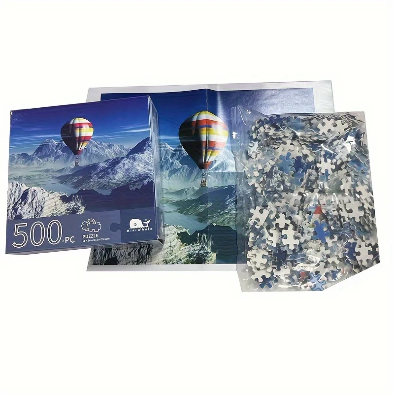 500 قطعة من أحجية الصور المقطوعة بالهواء الساخن الجليدي للبالغين، 14 × 11 بوصة، كرتون ممتاز، منظر طبيعي جبلي تحدي