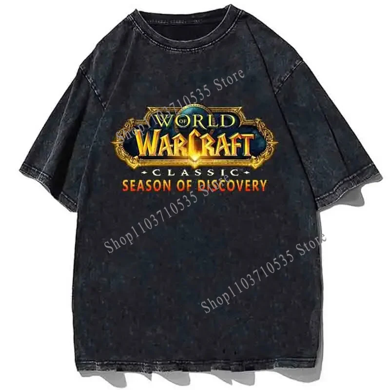 World of Warcraft Printed Tshirt Game Graphic T-shirt Vintage Cotton Loose Oversize T Shirt Summer Men Harajuku Streetwear Tees