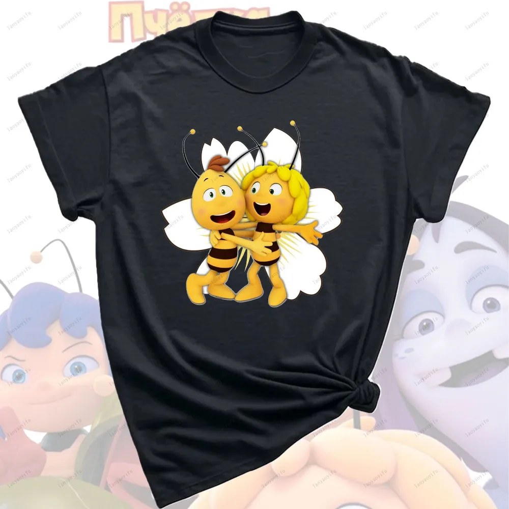 Maya Bee Happy T-Shirt Cute Clothes Street Wear Anime Tshirt Summer Top Shirts Men Summer Breathable Camisetas Cotton Tops