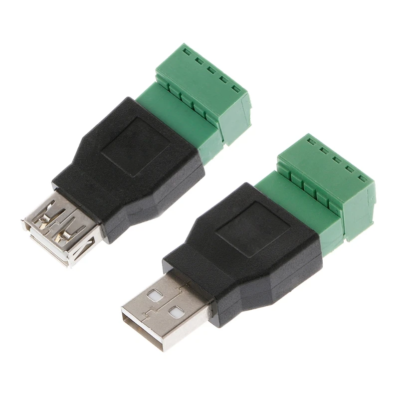 LXAF USB 2.0 Type A Male/Female to 5P Screw for w/ Shield Terminal Plug Adapter Conne