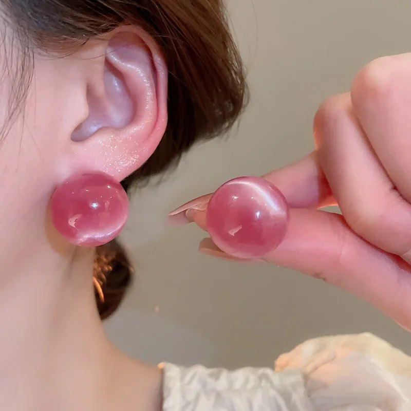 Women's Candy Color Smudge Round Stud Earrings, Versatile Gift