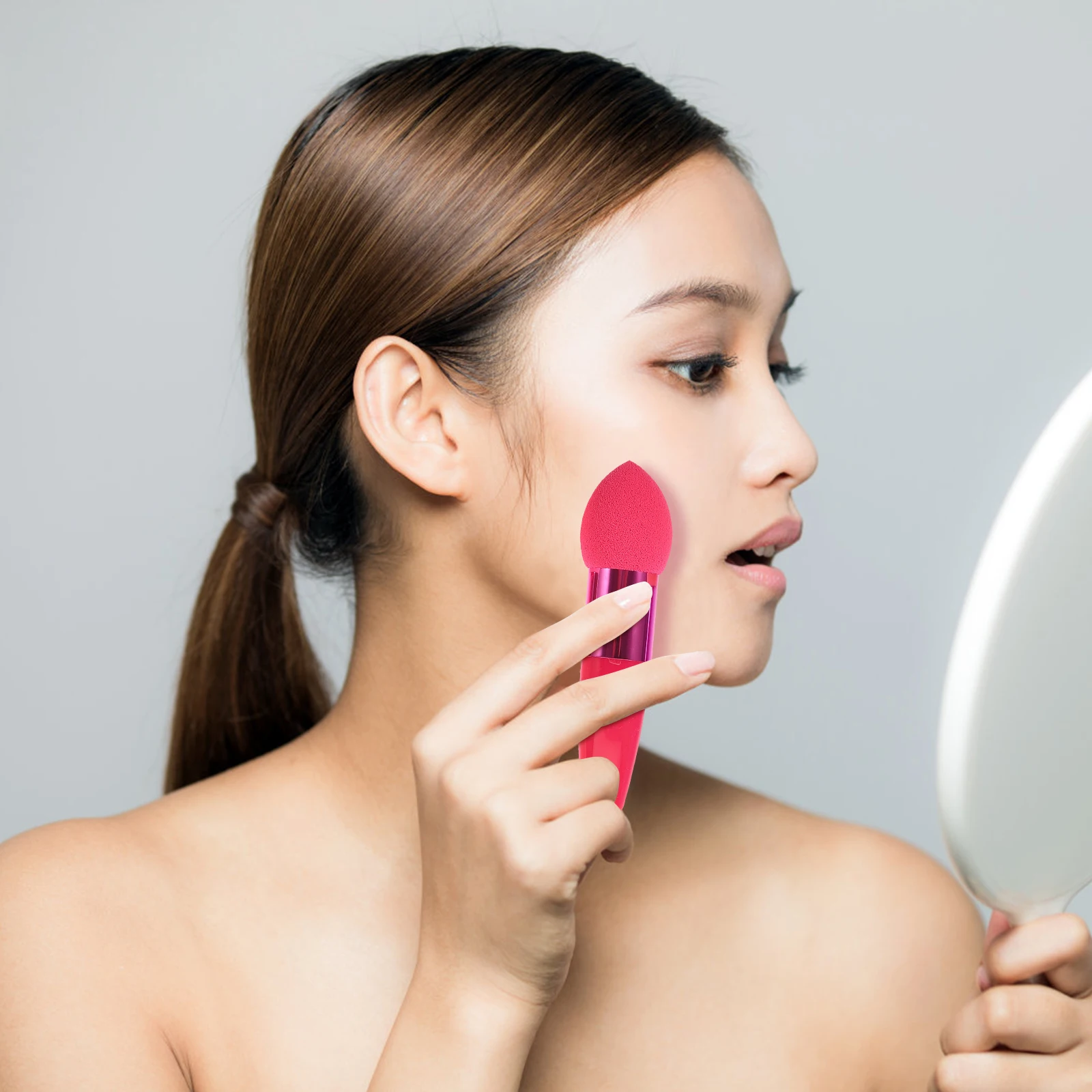 

3pc Water Droplet Sponge Makeup Brush Set Red Blue Skin 10.5Cm Lollipop Foundation Cream Concealer Powder Puff
