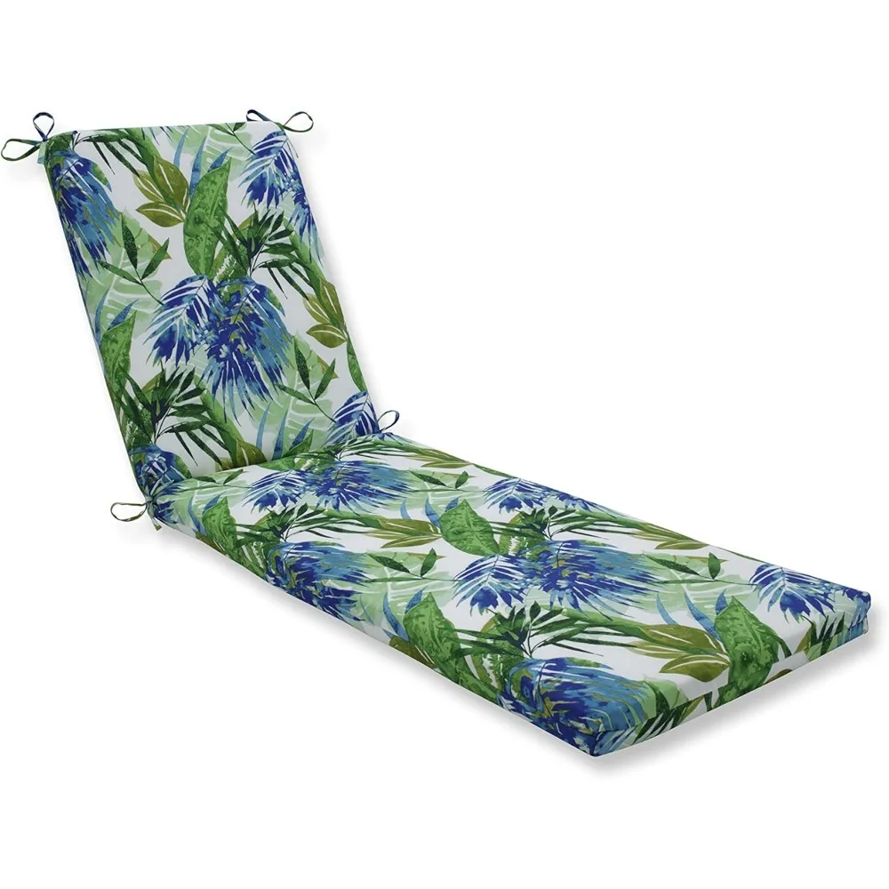 Popular-Tropic Floral Indoor/Outdoor Solid Back Chaise Lounge Cushion with Ties Plush Fiber Fill, Weather&Fade Resistant- NEW