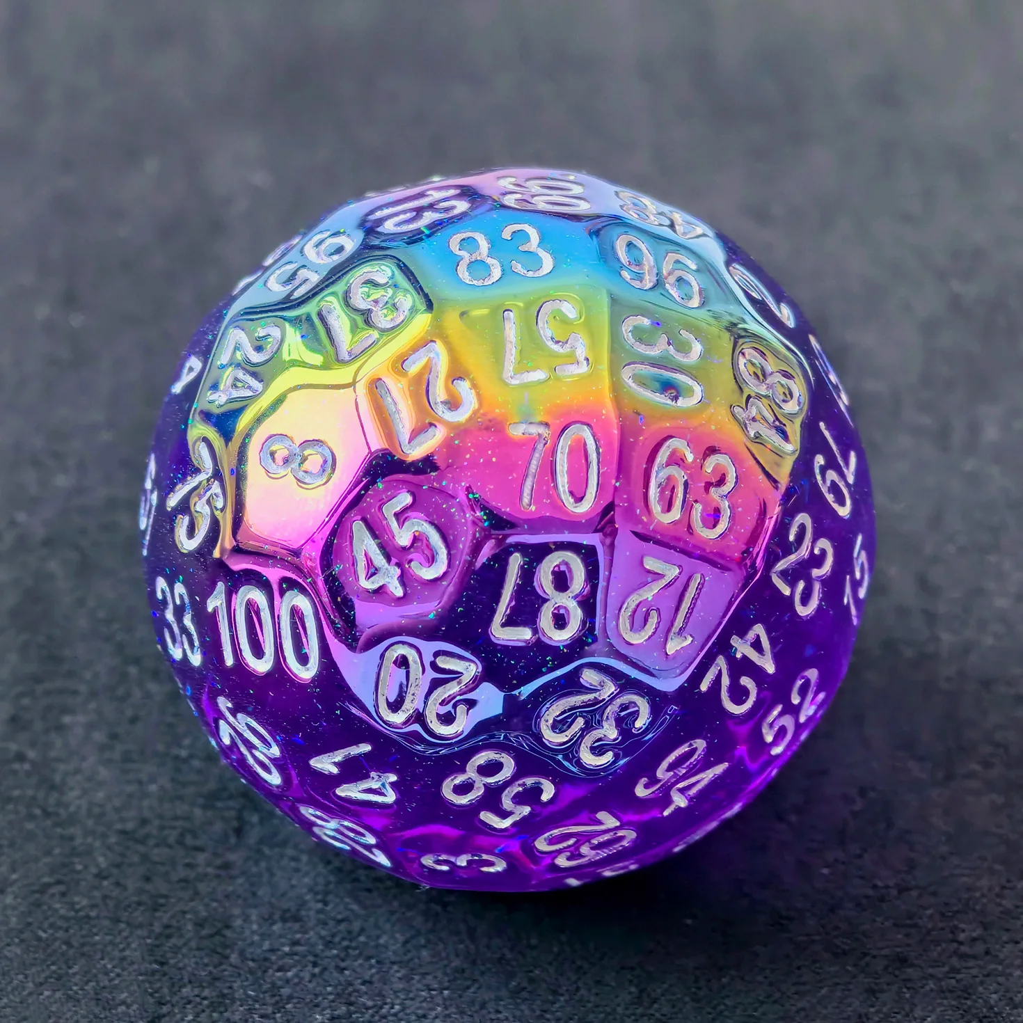 Bescon Dazzling 100 Sided Dice, Game Dice D100, Polyhedral Solid 100 Sides Dice 45MM in Diameter (1.8inch)