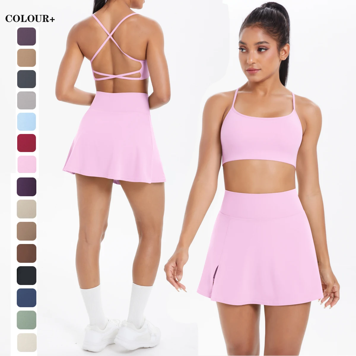 

Yoga Set 2PCS Yoga Outfits Women Tracksuit Gym Sport Bra Shorts Workout Set Women Yoga Clothes Fitness Yoga Short Skirt