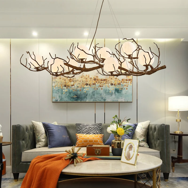 Tree Branch Living Room Chandelier Retro Moon Art Lighting Personalized Nordic Bedroom Homestay Restaurant Tree Branch Lighting