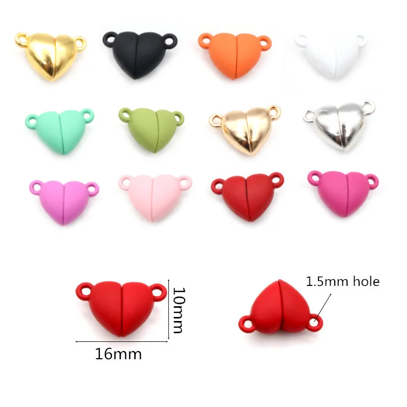 A set of 5pcs love magnet buckle diy jewelry accessories couple necklace bracelet hair rope heart-shaped magnetic buckle pendant