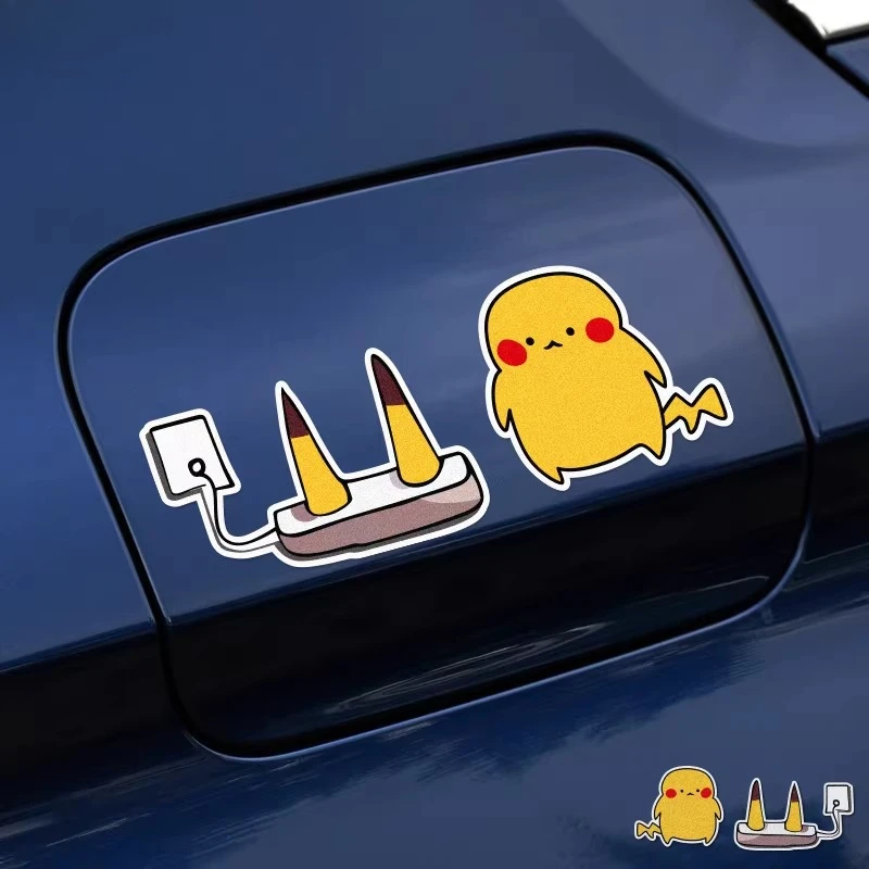 

Creative Pokémon Pikachu Charging Funny Car Stickers For Cars Laptop Windows Decorative Stickers