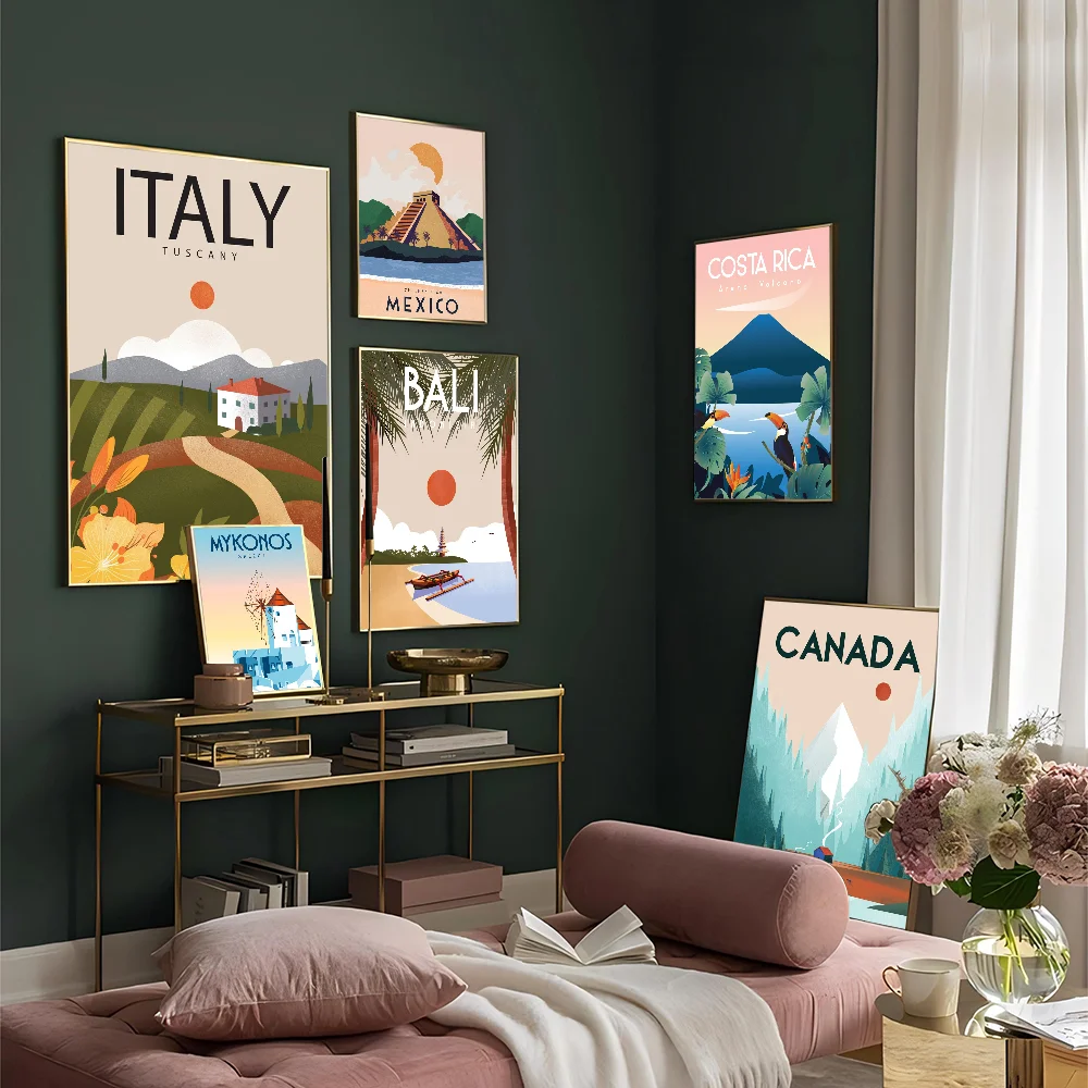 Canada Italy Mexico Colombia Greece Lisbon Bali Ireland Brazil Travel City Posters Room Home Bar Cafe Decor Nordic Home Decor