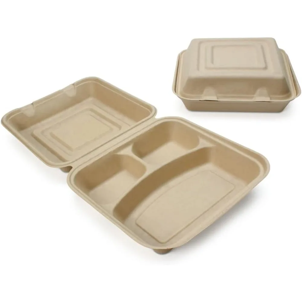 100% Compostable Disposable Food Containers with Lids Eco-Friendly Take-Out Containers,Biodegradable