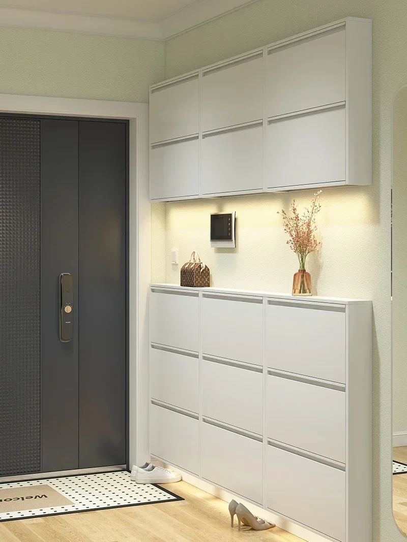 Nordic 12 cm ultradünner Schuhschrank, großvolumiger Schuhschrank für den Hauseingang, Veranda, Stahl, kleine Wohnung