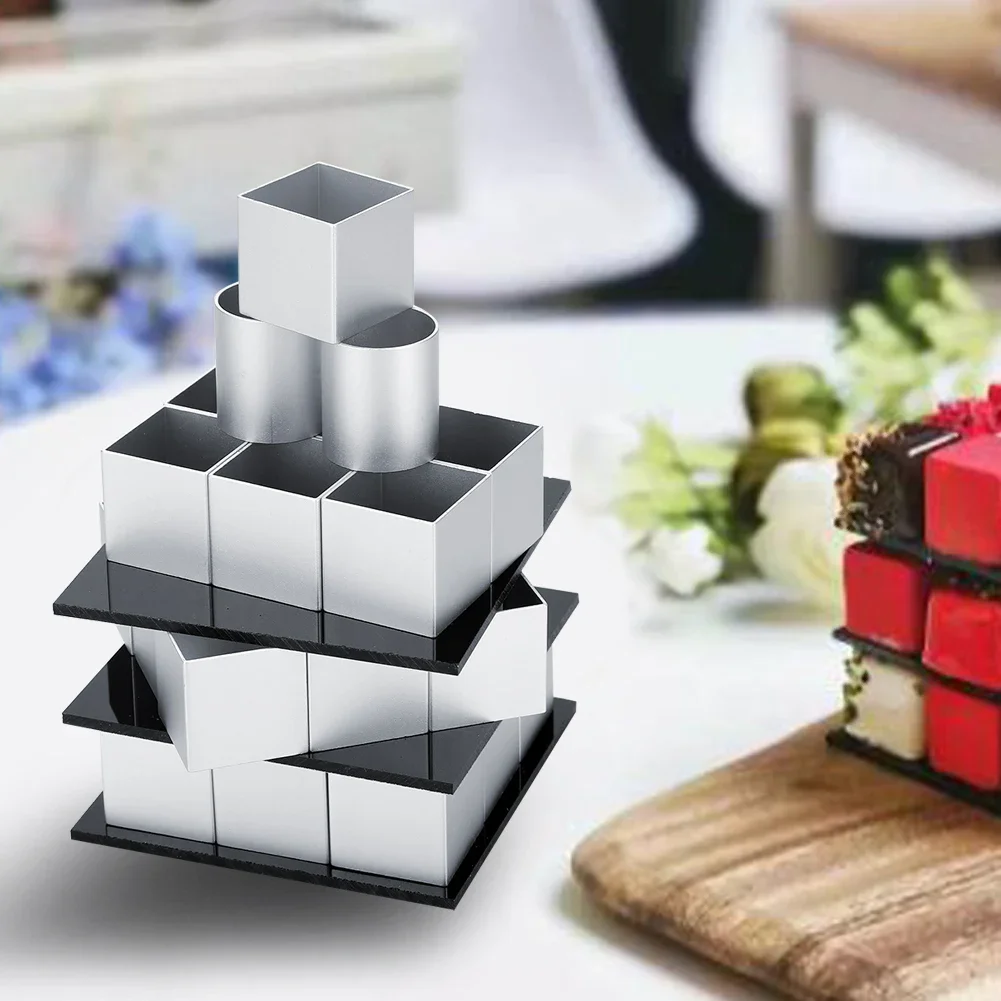 3D Square Silicone Mold Mousse Cake Baking Moulds Soap Candle Jelly Brownie Cheesecake Chocolate Truffle Pudding Tray