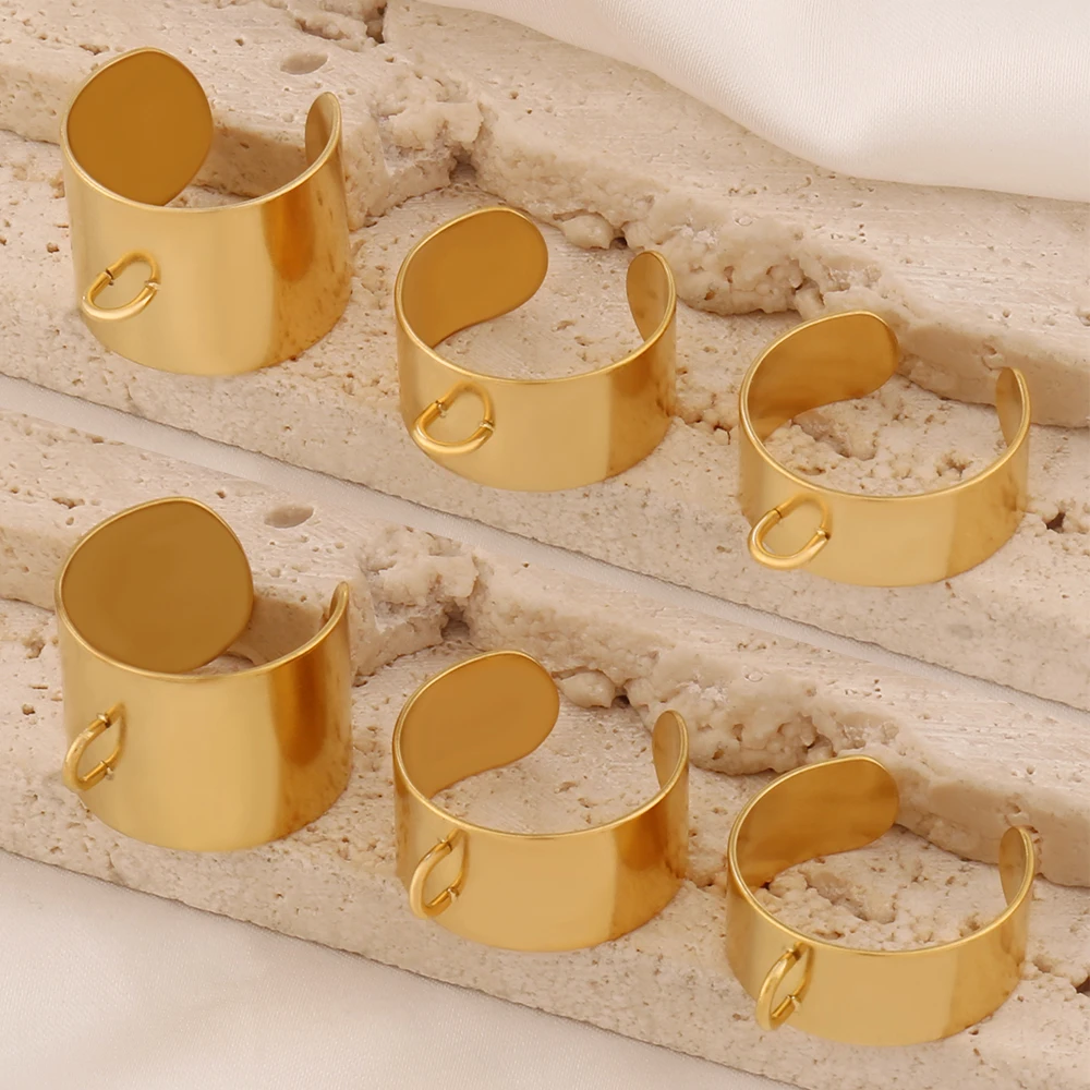 

2 шт. 8/10/15 мм 18-каратное золото из нержавеющей стали, открытые регулируемые пустые кольца, базовые настройки для DIY, принадлежности для изготовления ювелирных изделий, фурнитура оптом