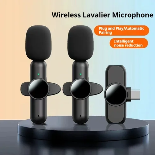 Imagen 2 del producto Micrófono Lavalier inalámbrico Mini micrófono portátil inteligente con reducción de ruido para grabación de vídeo para iPhone Android micrófono de solapa