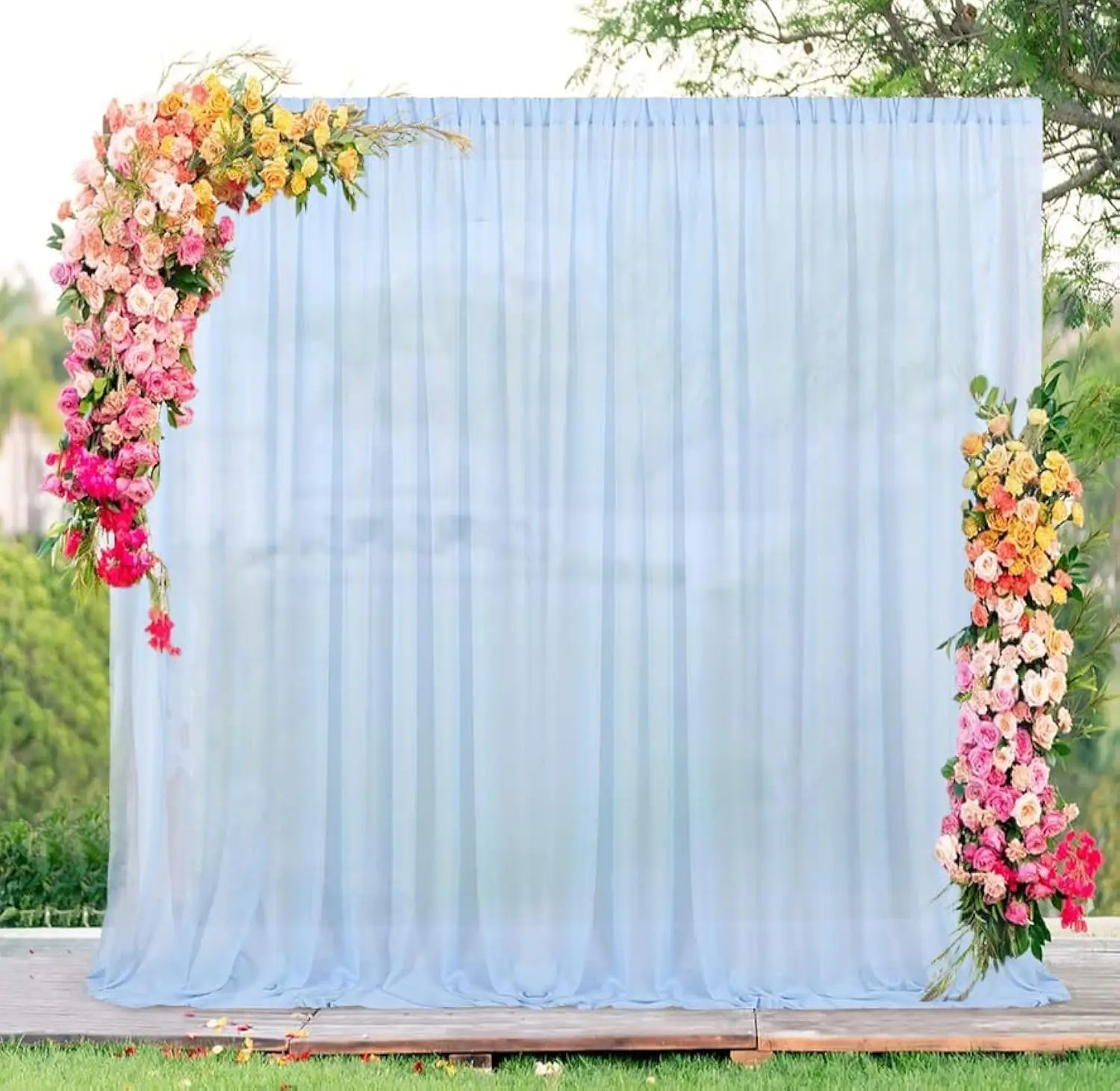 

1PCS Baby blue Backdrop Curtain for Parties Sheer Chiffon Fabric Party gender reveal Curtain Drapes for Wedding Birthday Party
