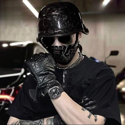 Bright Forging Pattern Hard Hat Carbon Fiber Vintage 1/2 Helmet Lightweight Summer Ultra Light Half Helmet for Men