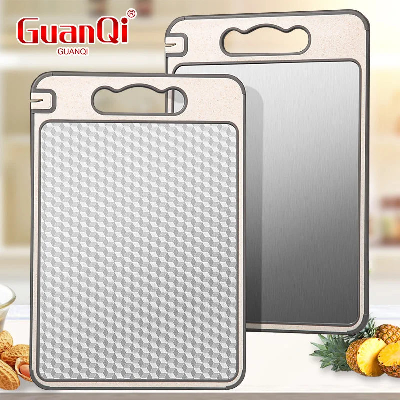 Cutting Board Double Sided Titanium Cutting Boards for Kitchen Double Sided Food Grade Pure Wheat Straw PP Easy to Clean