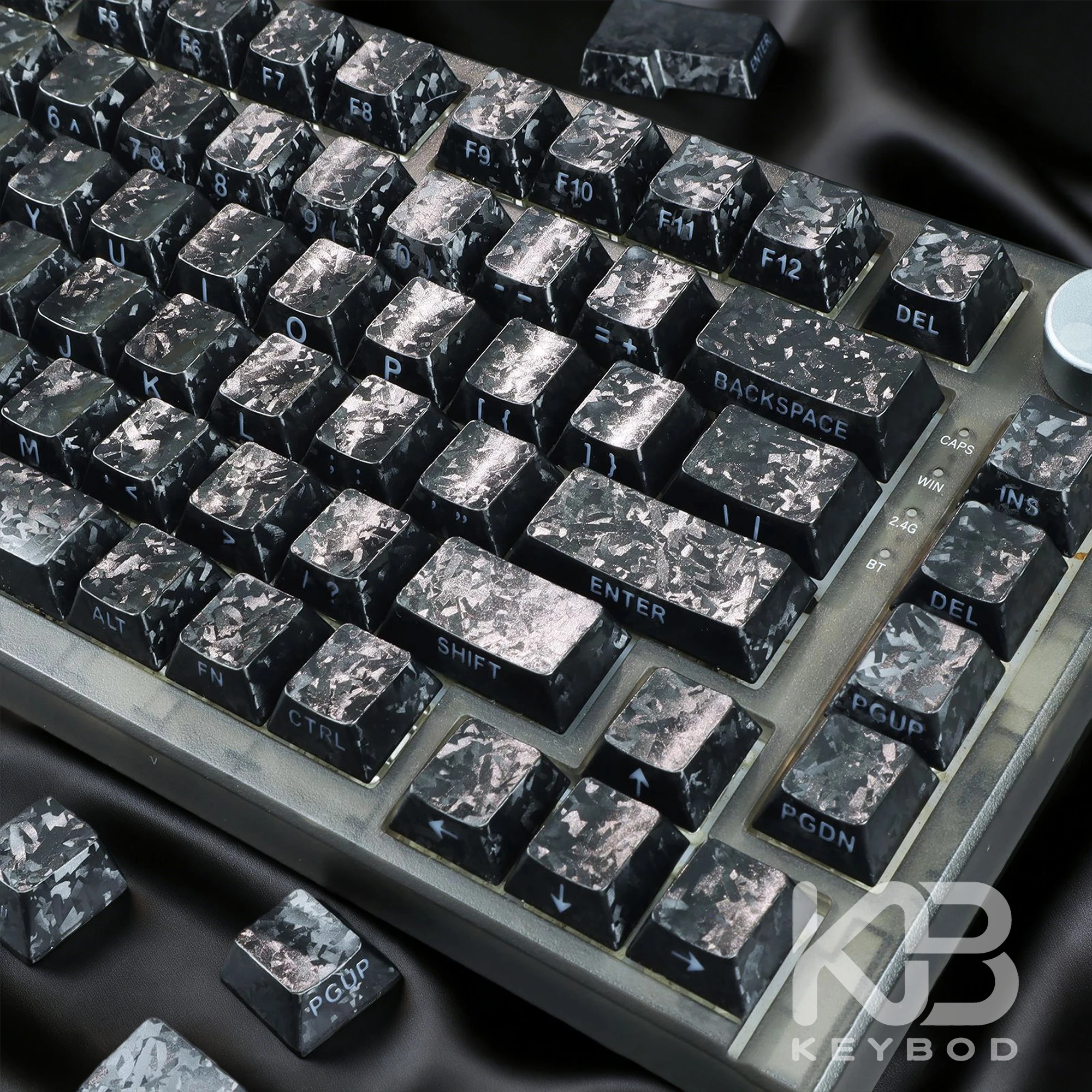 Black Carbon-based powder + PC Keycaps Side Print Shine Through PBT Backlit Cherry Key Cap for 61/68/87/100 Keyboard 140 Keys