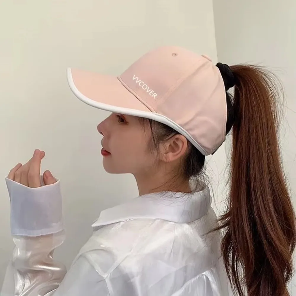 Fashion Empty Top High Ponytail Baseball Cap Anti-UV Solid Color Sun Protection Duckbill Cap Breathable Quick-Drying Sun Hat
