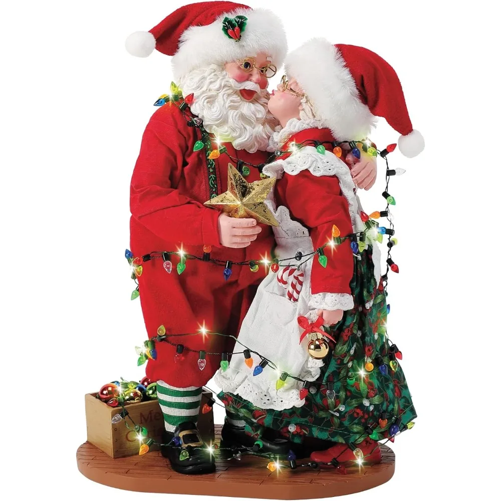 Sold Out ！Possible Dreams Christmas Traditions Santa and Mrs. Claus Shining Stars Lit Figurine, 10.5 Inch, Multicolor