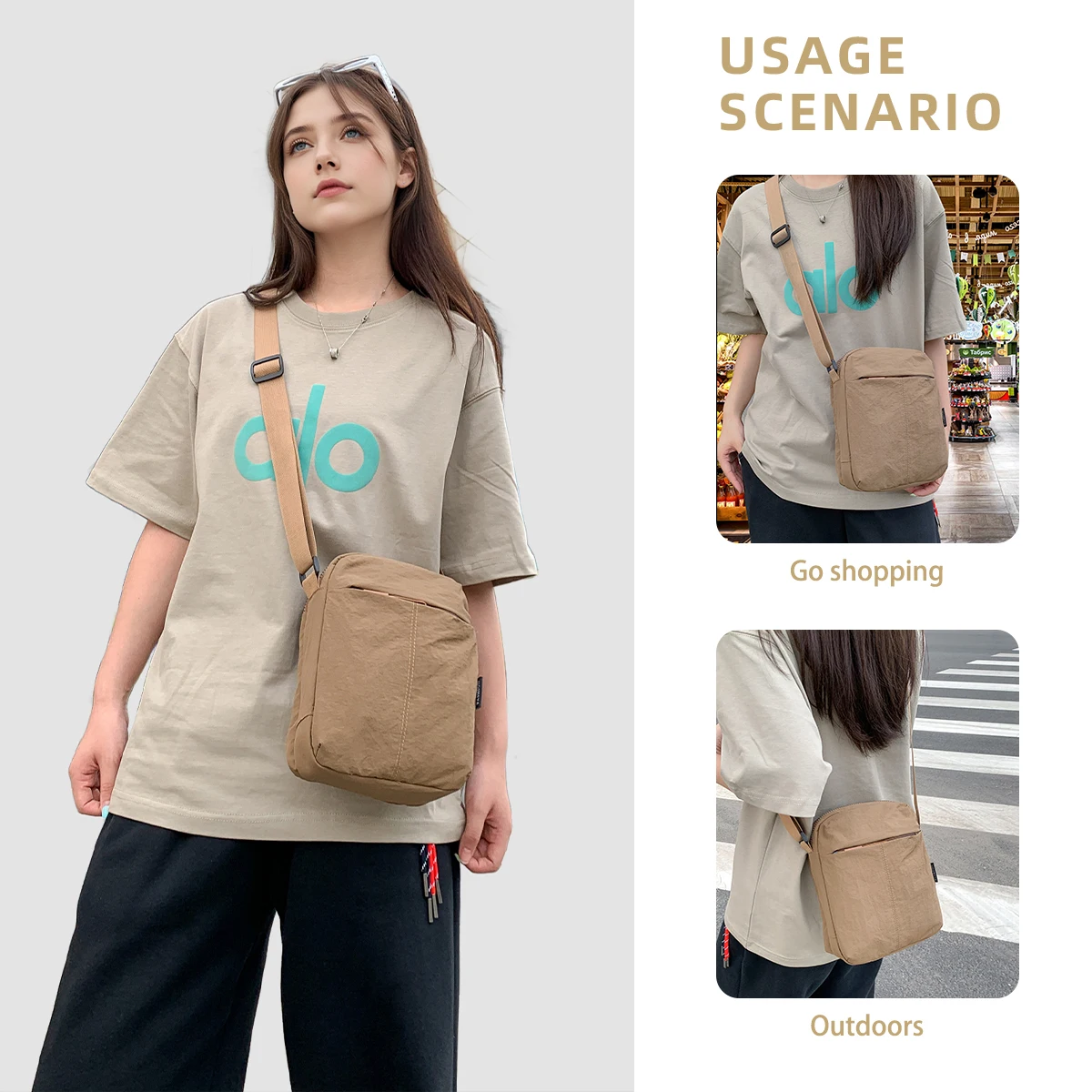 Leichte Reise-Umhängetasche für Damen, 2026 Neue Modische Hochwertige Vielseitige Casual Schultertasche mit Großer Kapazität für Studenten, Einkaufen, Radfahren, Wandern