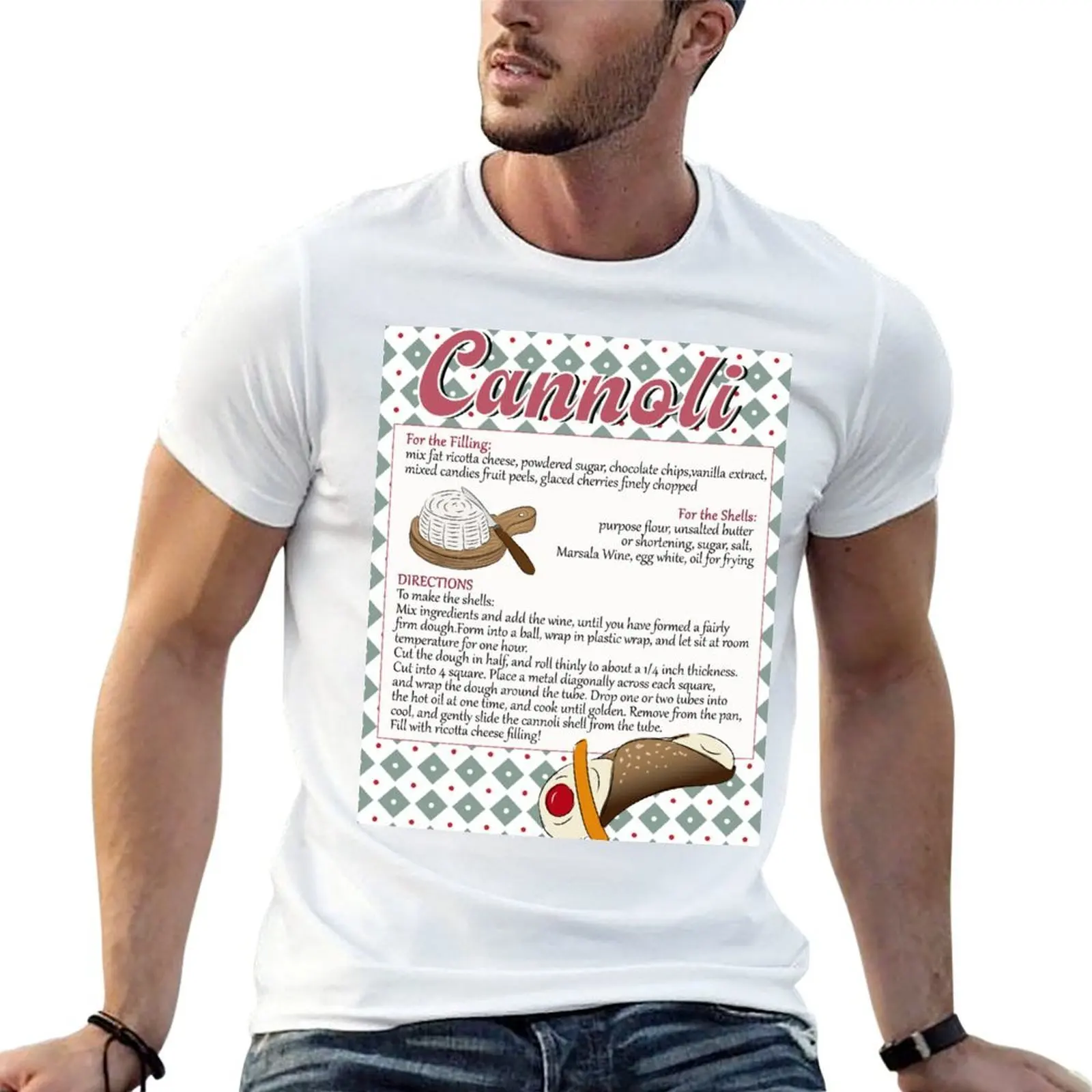 

Sicilian recipe cannoli T-Shirt cotton t shirt pack man t shirt cotton high quality g man t shirts for men T-shirt