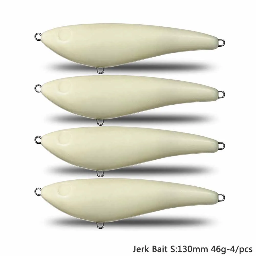 

CF Lure Unpainted DIY Slow Slnking Jerk Bait 130mm 46g 4pcs Fishing Lure ABS Plastic Bait Billet