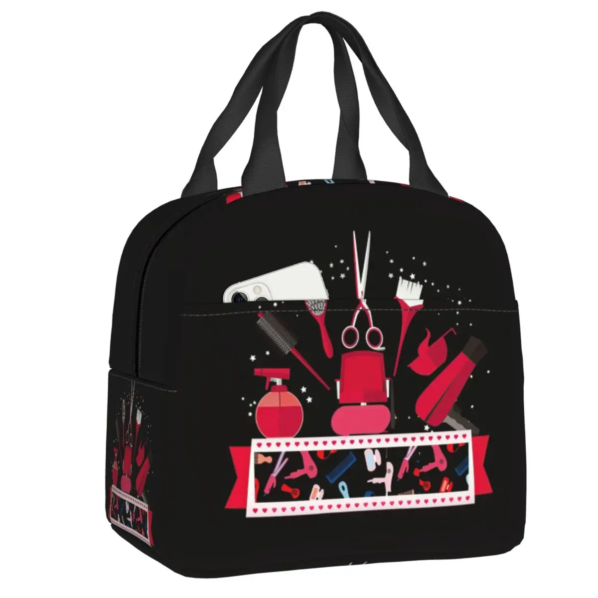 Custom Barber Hair Dresser Tools Thermal Insulated Lunch Bag Women Hairstylist Lunch Tote for School Children Storage Food Box