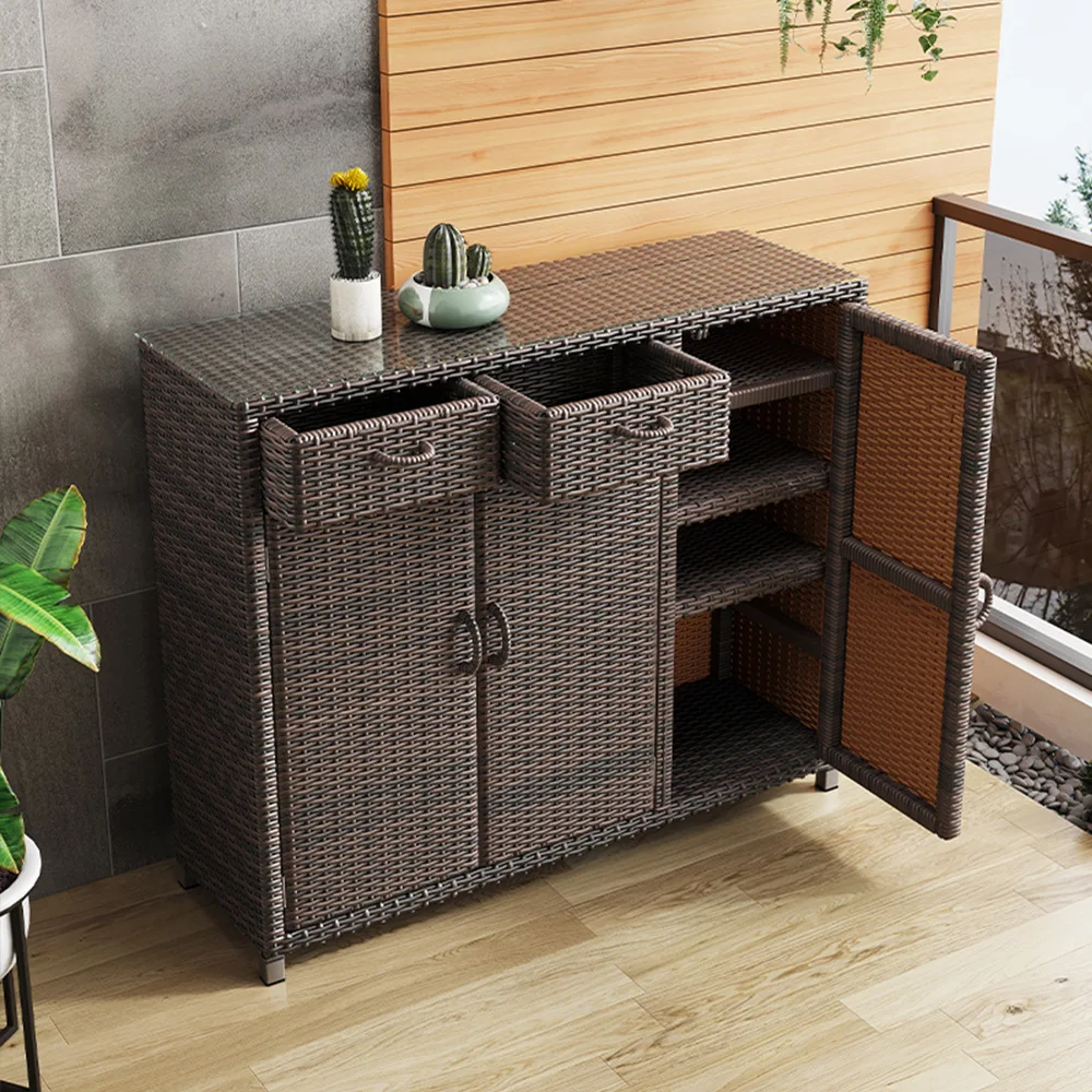

Rattan balcony shoe waterproof sunscreen locker outdoor storage sundries courtyard locker door cabinet simple